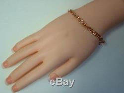 Pretty 9ct Modern Rose Gold Solid Fancy Linked Ladies Bracelet 8 Inches