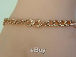 Pretty 9ct Modern Rose Gold Solid Fancy Linked Ladies Bracelet 8 Inches