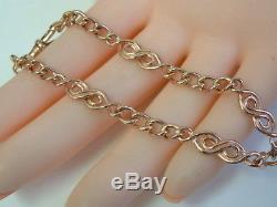 Pretty 9ct Modern Rose Gold Solid Fancy Linked Ladies Bracelet 8 Inches