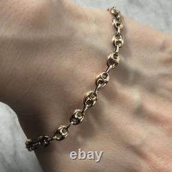 Puffed Anchor Mariners Chain Bracelet 9ct 9k Yellow Gold 9 Inches