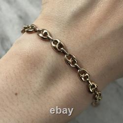 Puffed Anchor Mariners Chain Bracelet 9ct 9k Yellow Gold 9 Inches