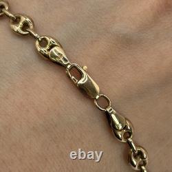 Puffed Anchor Mariners Chain Bracelet 9ct 9k Yellow Gold 9 Inches