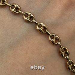 Puffed Anchor Mariners Chain Bracelet 9ct 9k Yellow Gold 9 Inches
