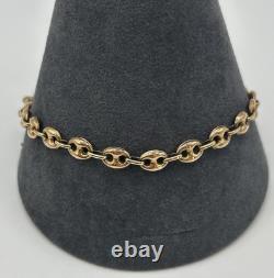 Puffed Anchor Mariners Chain Bracelet 9ct 9k Yellow Gold 9 Inches