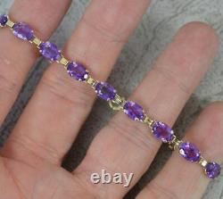 Purple Amethyst and 9ct Gold 7 1/4 Long Bracelet