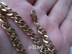 QUALITY PRE-OWNED FULLY HALLMARKED 9ct YELLOW GOLD, 8.25 CURB BRACELET 5.2g