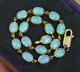 Quality Colourful Solid 9ct Yellow Gold And Opal 7 3/4 Long Bracelet