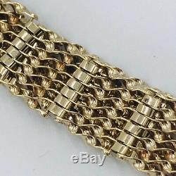 Quality Vintage Solid 9ct Gold 7 Bar Gate Bracelet with Heart Lock Fastener #371