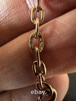 RARE 1960 Vintage 9K Gold Cable Link Bracelet Chester Hallmark -Unisex, 19.5cm