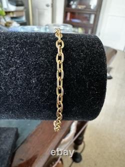 RARE 1960 Vintage 9K Gold Cable Link Bracelet Chester Hallmark -Unisex, 19.5cm