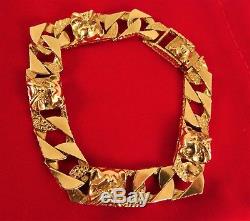 REDUCED Gents Solid 9ct Gold BULLDOG CURB Patt Bracelet 27g 7.75 CX904 rrp £1400