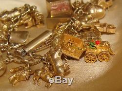 Rare Vintage 9ct Gold 1950s Charm Bracelet (26 Charms) 60.8g Boxed