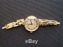Rare Vintage ladies officer ROLEX 9ct bracelet gold watch