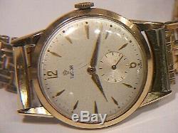 Rolex Tudor Rose 9ct Gold Watch Gents With Gold Plated Bracelet