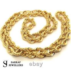 Rope Chain Bracelet 375 9ct Genuine Gold Mens Ladies Necklace Hallmarked 7mm NEW