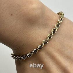 Rope Twist Link Chain Bracelet 9ct 9k Yellow Gold 7.5 Inches