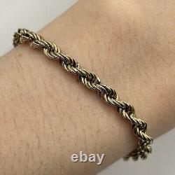 Rope Twist Link Chain Bracelet 9ct 9k Yellow Gold 7.5 Inches