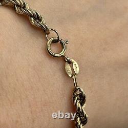 Rope Twist Link Chain Bracelet 9ct 9k Yellow Gold 7.5 Inches