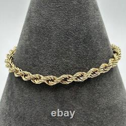 Rope Twist Link Chain Bracelet 9ct 9k Yellow Gold 7.5 Inches