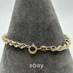 Rope Twist Link Chain Bracelet 9ct 9k Yellow Gold 7.5 Inches