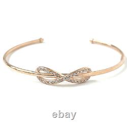 Rose Gold Ladies Bangle Real 9ct Open Infinity White Cubic Zirconia 4.1g 7.2mm