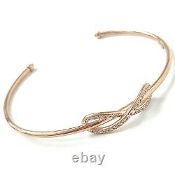 Rose Gold Ladies Bangle Real 9ct Open Infinity White Cubic Zirconia 4.1g 7.2mm