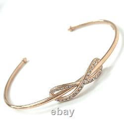 Rose Gold Ladies Bangle Real 9ct Open Infinity White Cubic Zirconia 4.1g 7.2mm