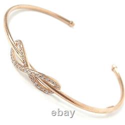 Rose Gold Ladies Bangle Real 9ct Open Infinity White Cubic Zirconia 4.1g 7.2mm