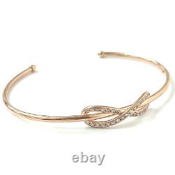 Rose Gold Ladies Bangle Real 9ct Open Infinity White Cubic Zirconia 4.1g 7.2mm