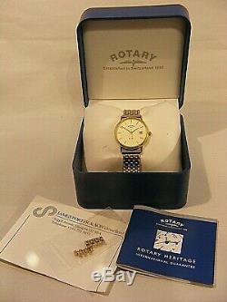 Rotary Elite Gold Watch 9ct Gents Bracelet Plated
