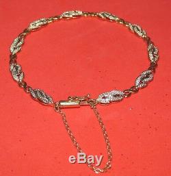 SECONDHAND 9CT YELLOW GOLD MULTI DIAMOND LINE BRACELET 20cm (WITH SAFETY CHAIN)