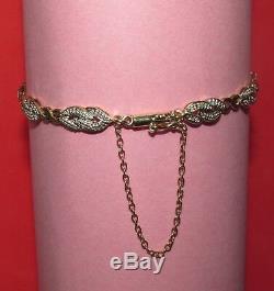 SECONDHAND 9CT YELLOW GOLD MULTI DIAMOND LINE BRACELET 20cm (WITH SAFETY CHAIN)