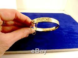 SLIM FIT LADIES GIRLS 9ct Gold Fancy Bangle with chain 12.3gr 8mm Hm cx933