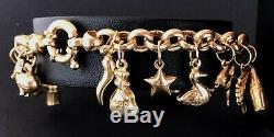 (SO4) 9ct CARAT Yellow Gold Modern Charm Bracelet 7.5 16.6grams