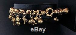 (SO4) 9ct CARAT Yellow Gold Modern Charm Bracelet 7.5 16.6grams