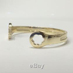 SOLID 9CT GOLD KIDS SPANNER BANGLE BOYS 8mm LADS HAND MADE 9K 16cm WRENCH