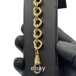 SOLID 9CT GOLD ON SILVER 7.5 INCH Heart Woman's BELCHER BRACELET Gift
