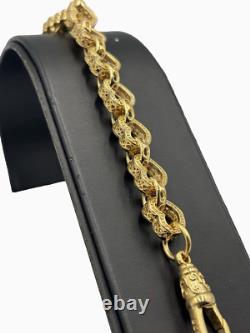 SOLID 9CT GOLD ON SILVER 7.5 INCH Heart Woman's BELCHER BRACELET Gift