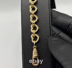 SOLID 9CT GOLD ON SILVER 7.5 INCH Heart Woman's BELCHER BRACELET Gift