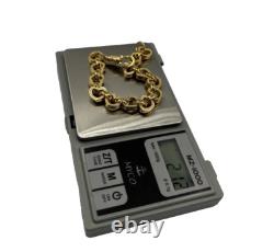 SOLID 9CT GOLD ON SILVER 7.5 INCH Heart Woman's BELCHER BRACELET Gift