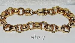 SOLID 9CT YELLOW GOLD & SILVER 8.5 inch OVAL BELCHER BRACELET