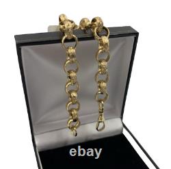 SOLID 9CT YELLOW GOLD & SILVER 9 inch BELCHER BRACELET, GIFT Hallmarked