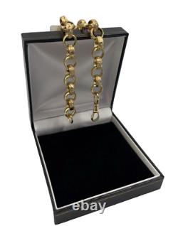 SOLID 9CT YELLOW GOLD & SILVER 9 inch BELCHER BRACELET, GIFT Hallmarked