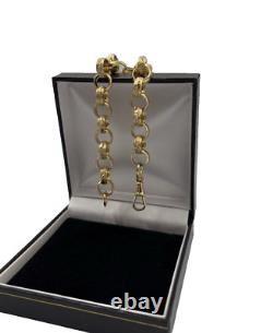 SOLID 9CT YELLOW GOLD & SILVER 9 inch BELCHER BRACELET, GIFT Hallmarked