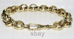 SOLID 9CT YELLOW GOLD & SILVER 9 inch MEN'S BELCHER BRACELET