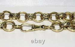 SOLID 9CT YELLOW GOLD & SILVER 9 inch MEN'S BELCHER BRACELET