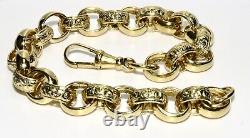 SOLID 9CT YELLOW GOLD & SILVER 9 inch MEN'S BELCHER BRACELET