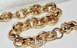 SOLID 9CT YELLOW GOLD & SILVER 9 inch MEN'S BELCHER BRACELET PATTERN & PLAIN