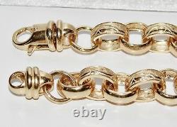 SOLID 9CT YELLOW GOLD & SILVER 9 inch MEN'S BELCHER BRACELET PATTERN & PLAIN