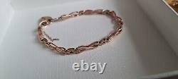 SOLID 9K 9CT GOLD HUGS AND KISSES BRACELET HEART PADLOCK HEAVY NOT SCRAP 9g +